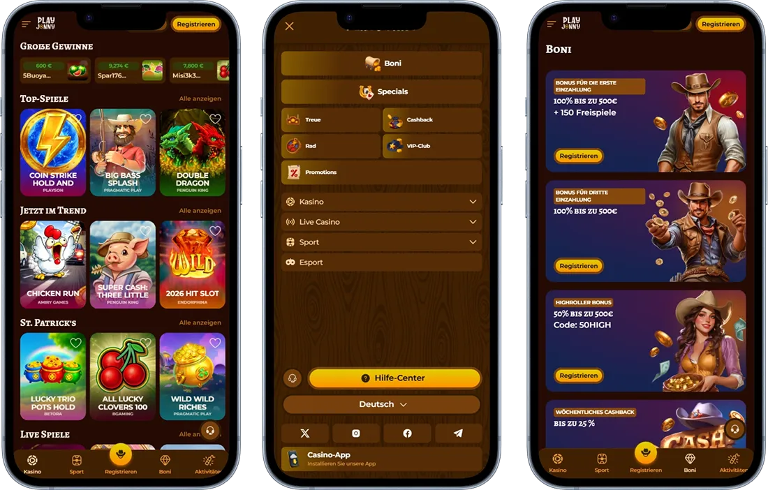 PlayJonny Casino mobil nutzen